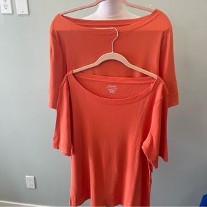 *chicos size 2 watermelon orange color long sleeve t shirt. NWOT.